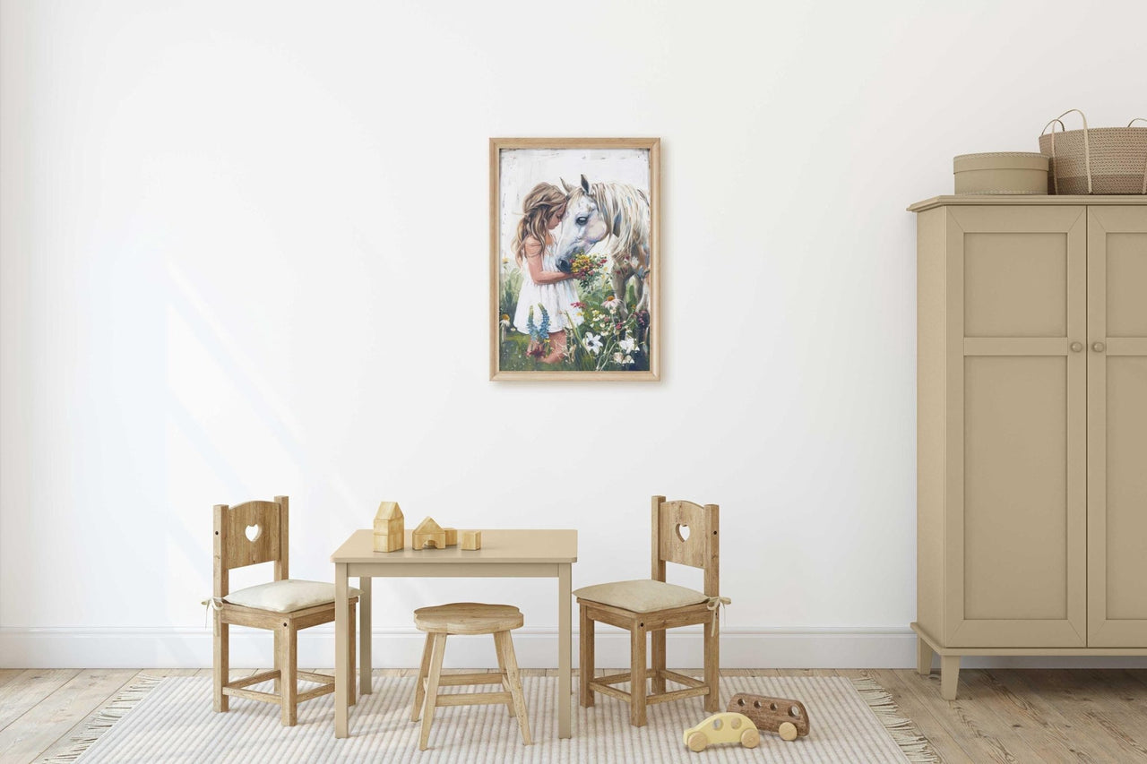 White Horse Print – Equestrian Girls Room Wall Art