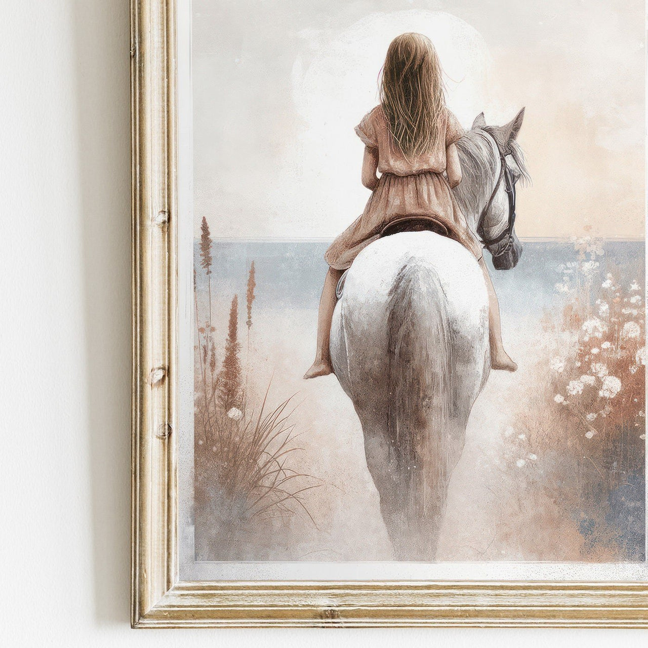 White Horse Wall Art – Equestrian Girls Room Print