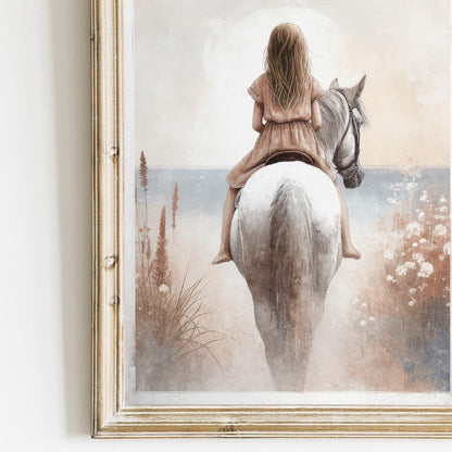 Horse Nursery Art, Equestrian Decor for Girls, White Horse Painting - WildfieldPrints