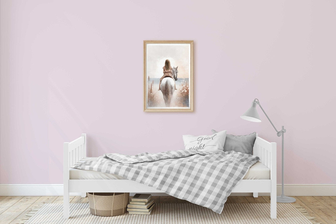 White Horse Wall Art – Equestrian Girls Room Print