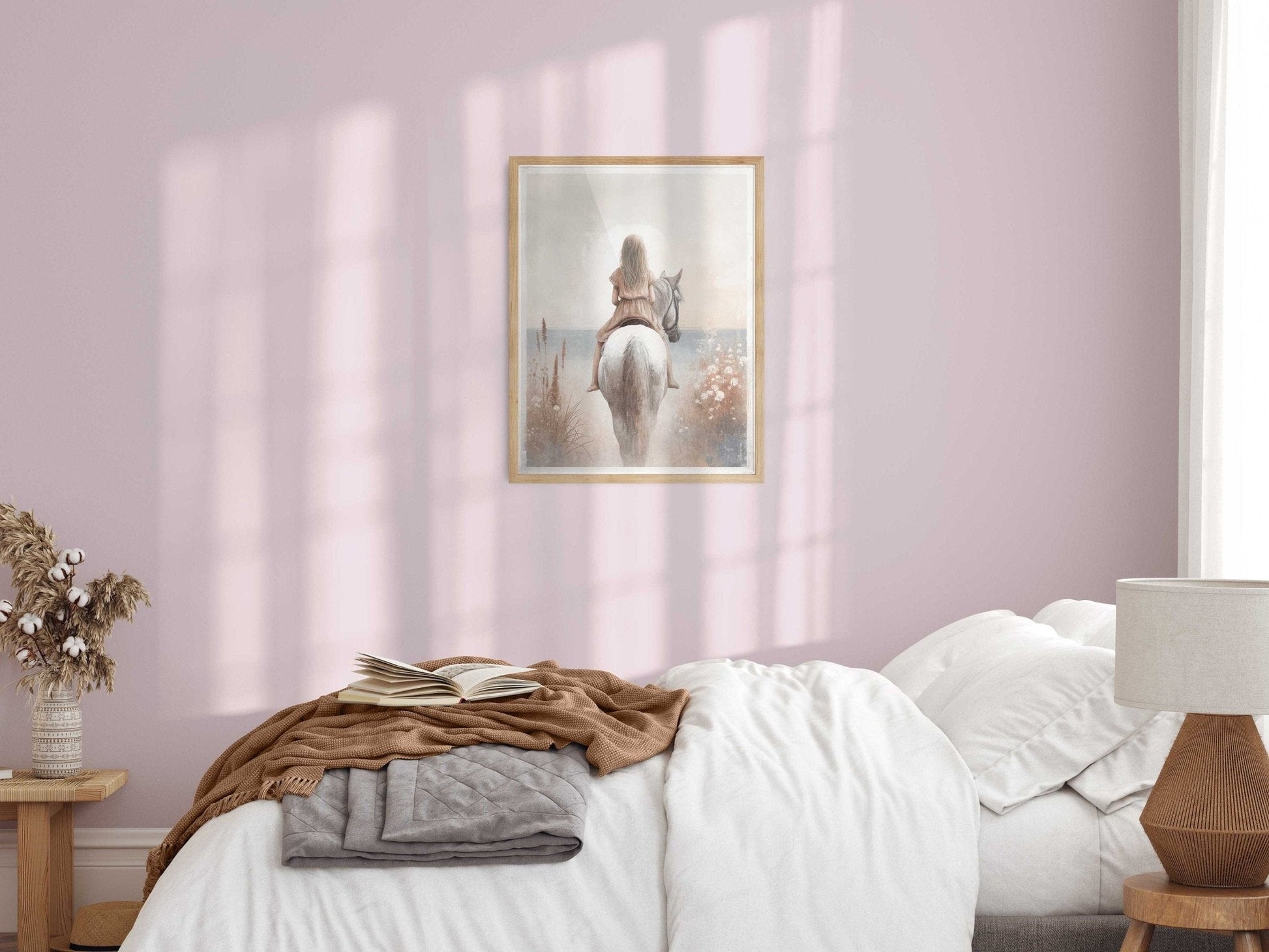 Horse Nursery Art, Equestrian Decor for Girls, White Horse Painting - WildfieldPrints