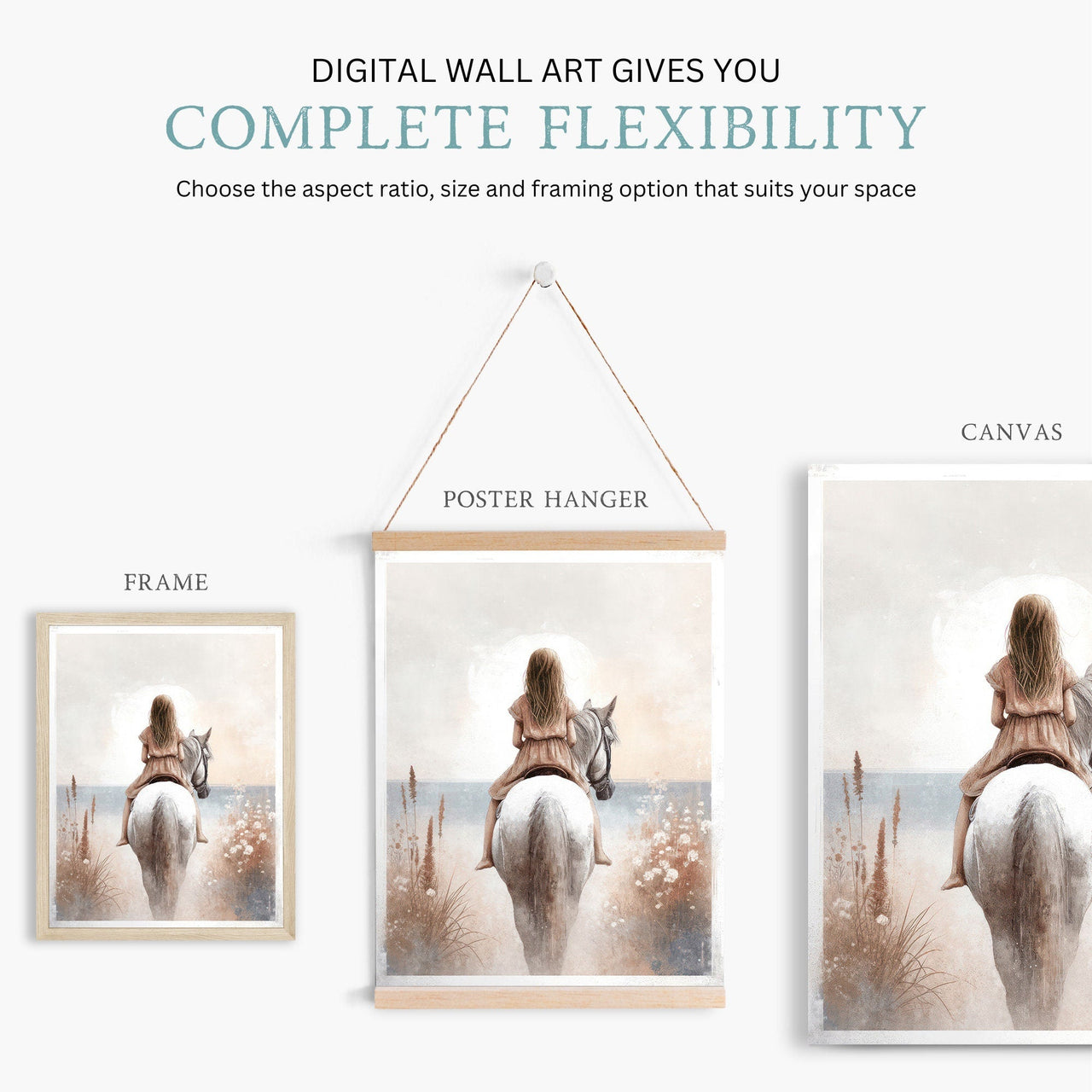 White Horse Wall Art – Equestrian Girls Room Print