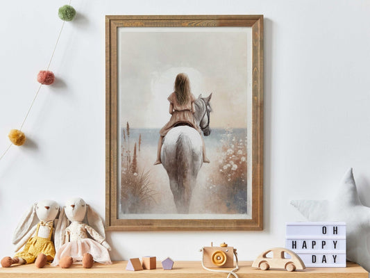 Horse Nursery Art, Equestrian Decor for Girls, White Horse Painting - WildfieldPrints