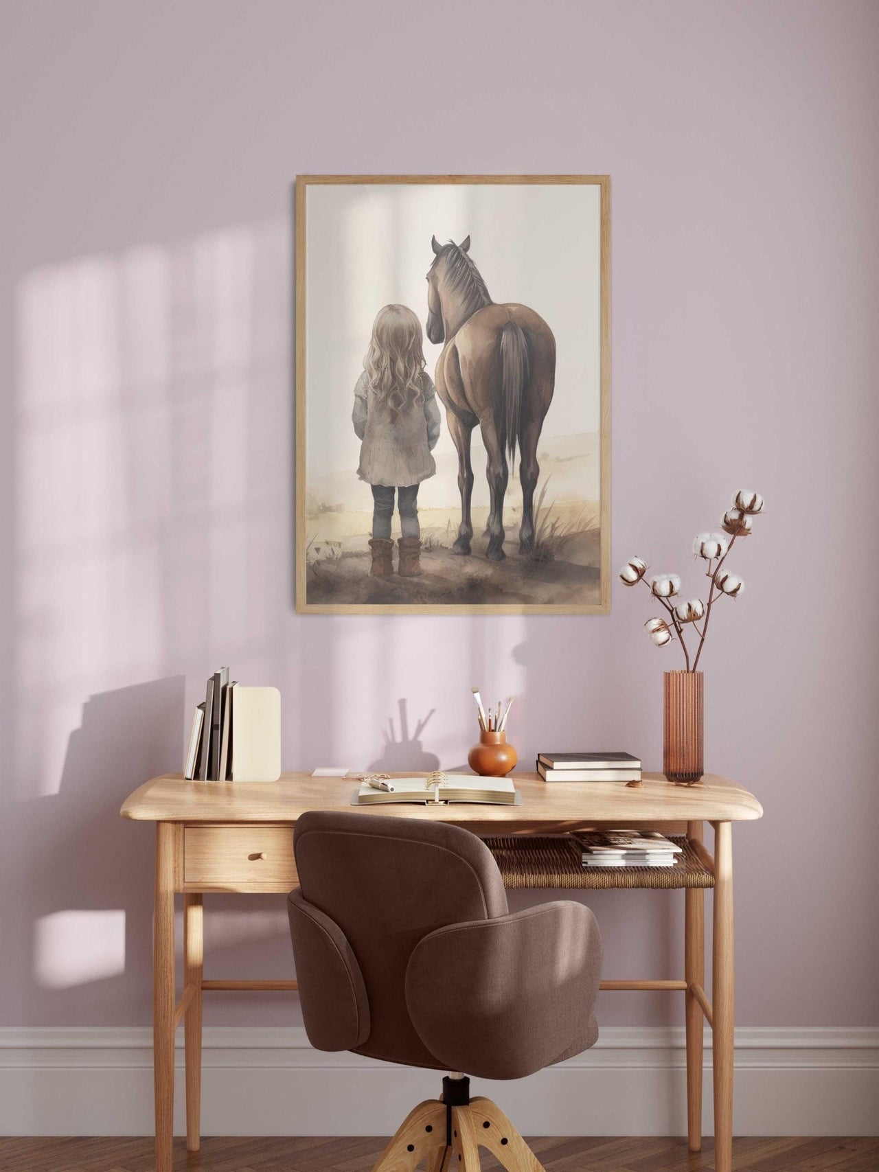 Brown Horse Wall Art – Equestrian Girls Room Print