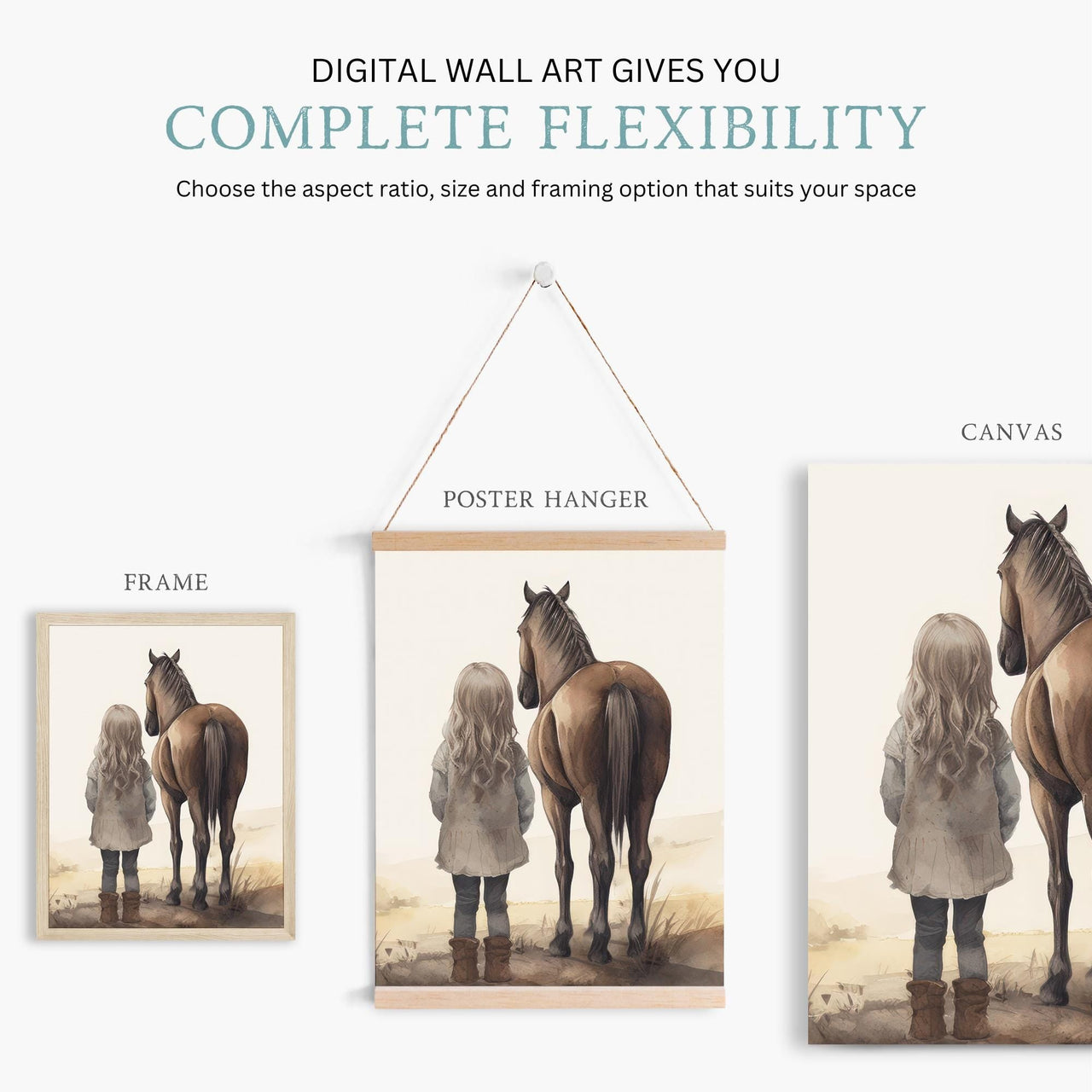 Brown Horse Wall Art – Equestrian Girls Room Print