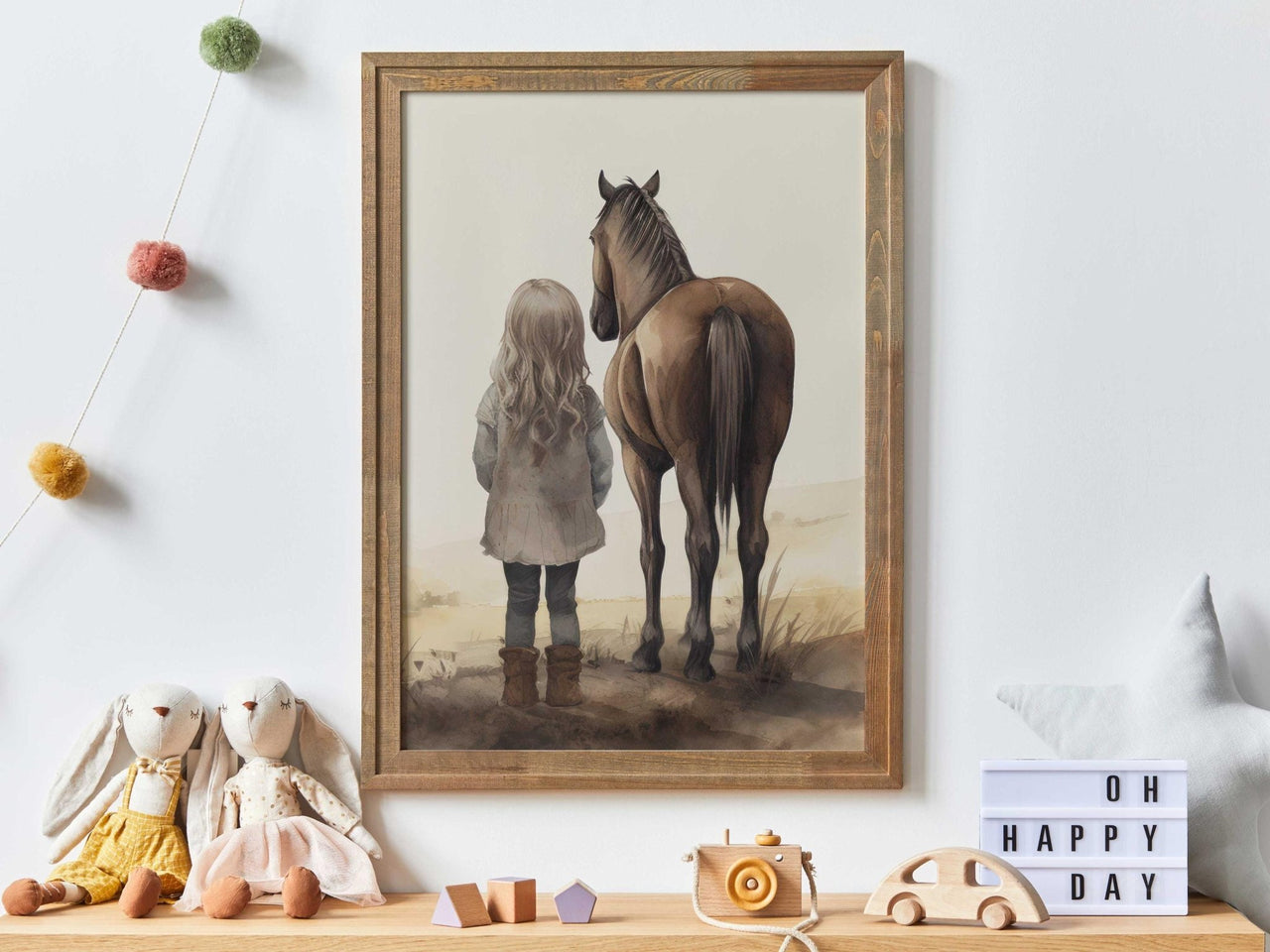 Brown Horse Wall Art – Equestrian Girls Room Print