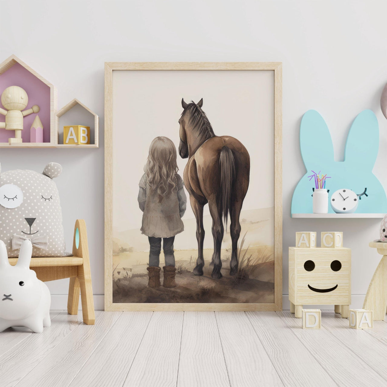 Brown Horse Wall Art – Equestrian Girls Room Print