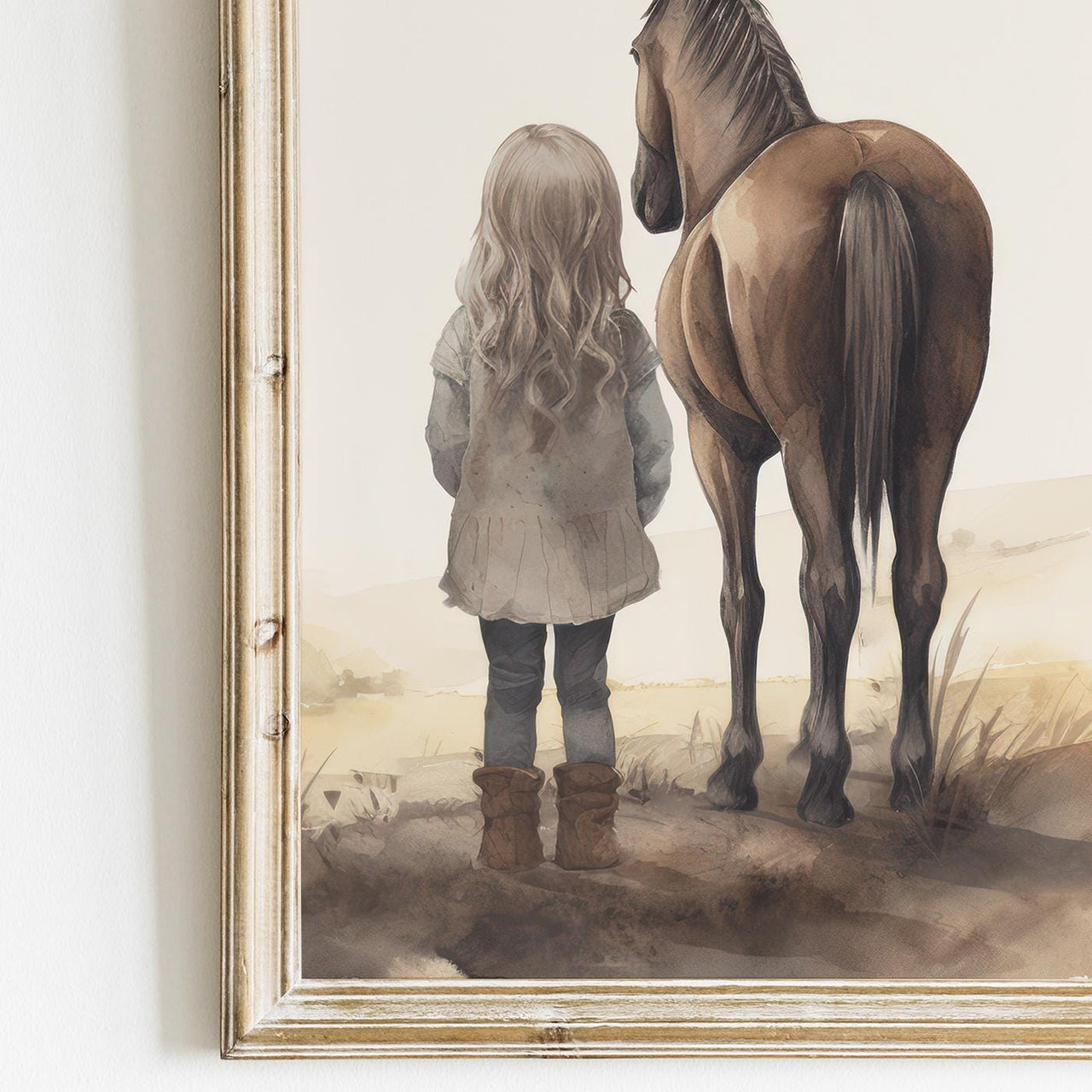 Brown Horse Wall Art – Equestrian Girls Room Print