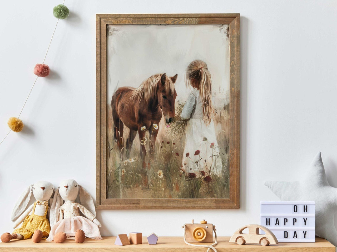 Brown Horse Wall Art – Equestrian Girls Room Print