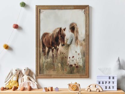 Horse Nursery Art, Vintage Wall Decor for Girls, Horse Gift - WildfieldPrints