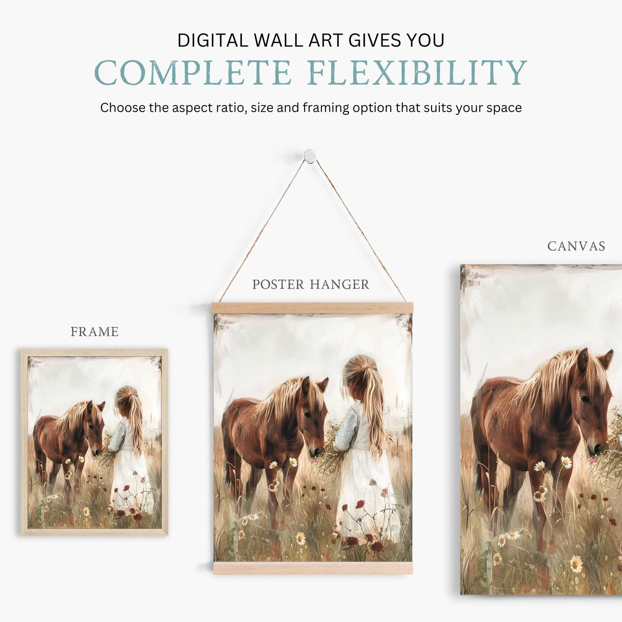 Brown Horse Wall Art – Equestrian Girls Room Print