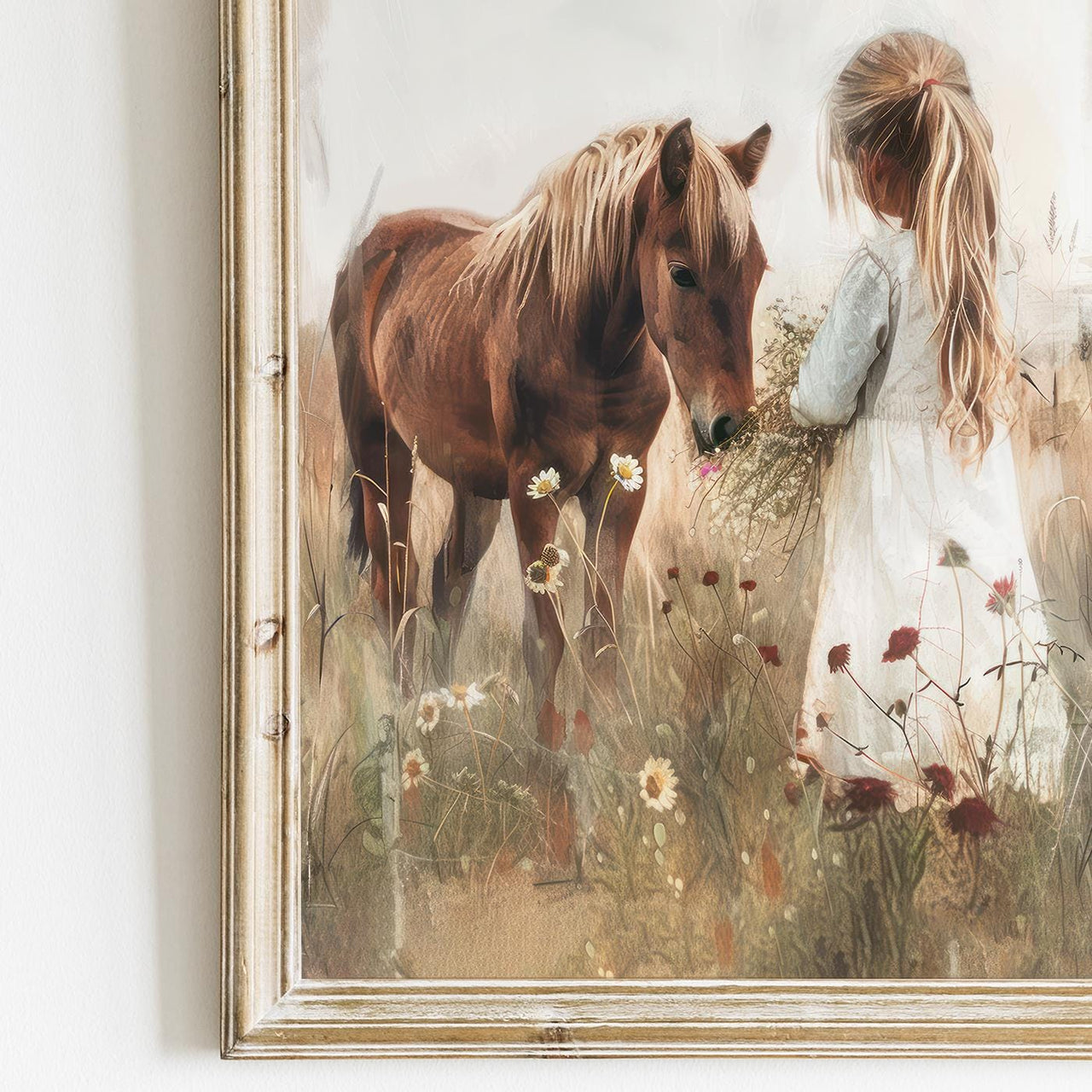 Brown Horse Wall Art – Equestrian Girls Room Print