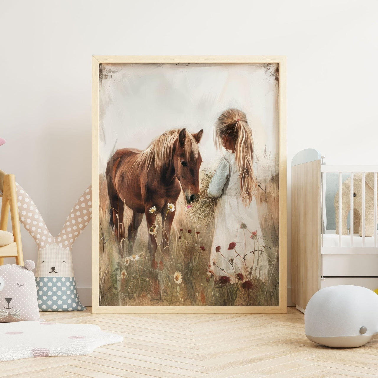 Brown Horse Wall Art – Equestrian Girls Room Print