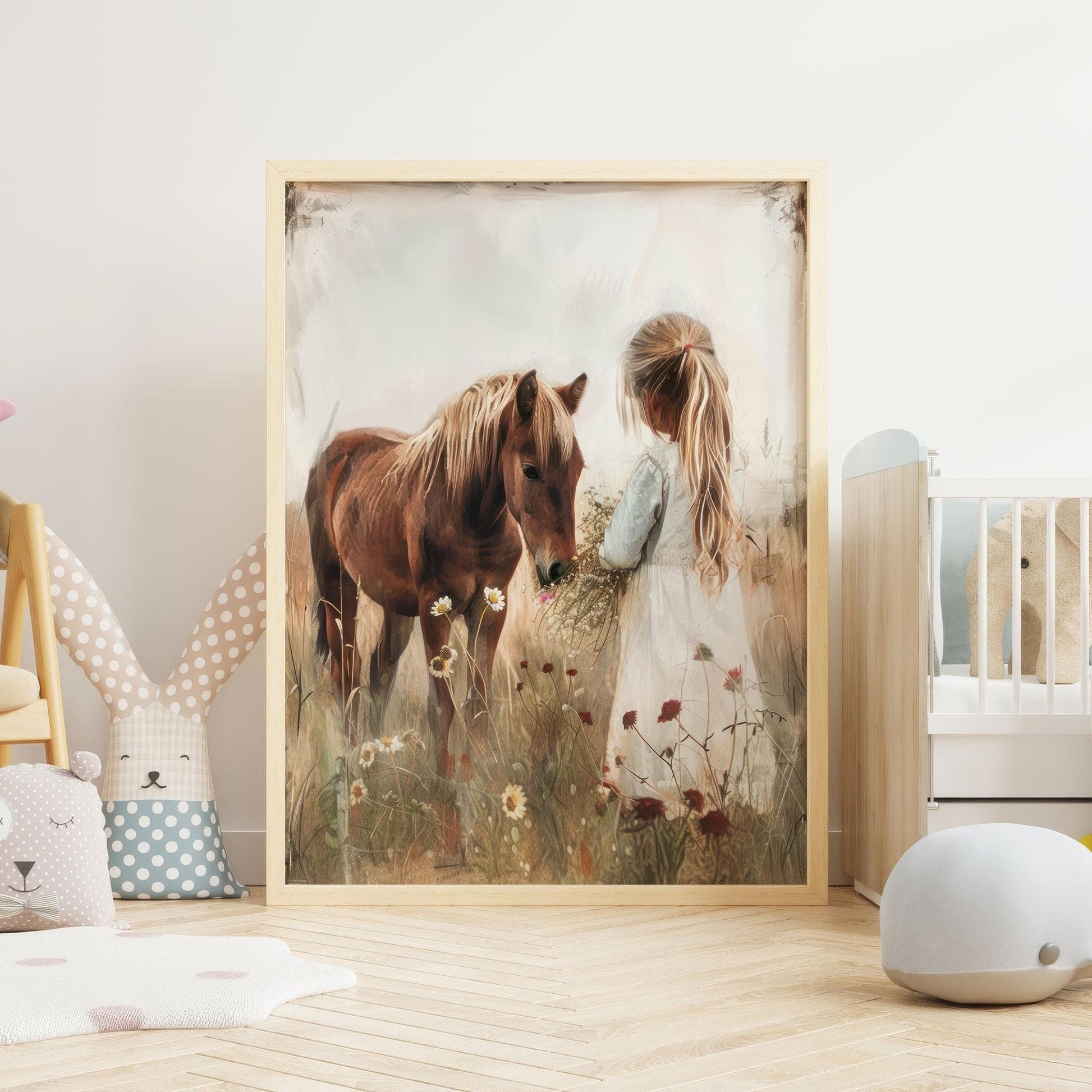 Horse Nursery Art, Vintage Wall Decor for Girls, Horse Gift - WildfieldPrints