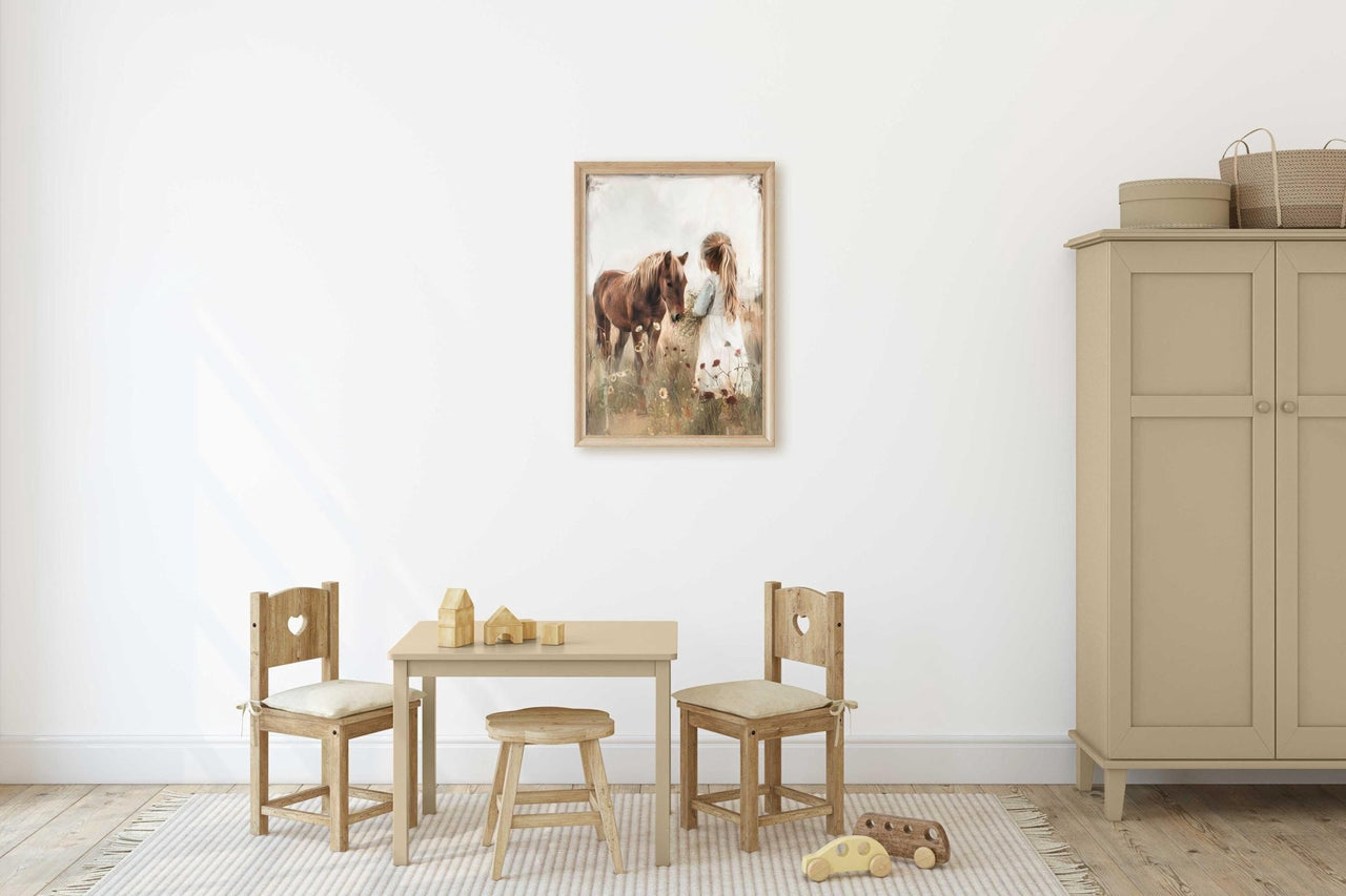 Brown Horse Wall Art – Equestrian Girls Room Print