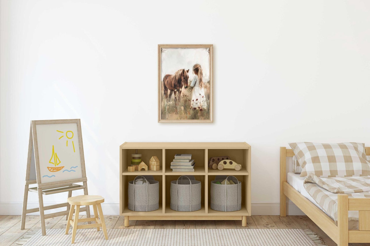 Brown Horse Wall Art – Equestrian Girls Room Print