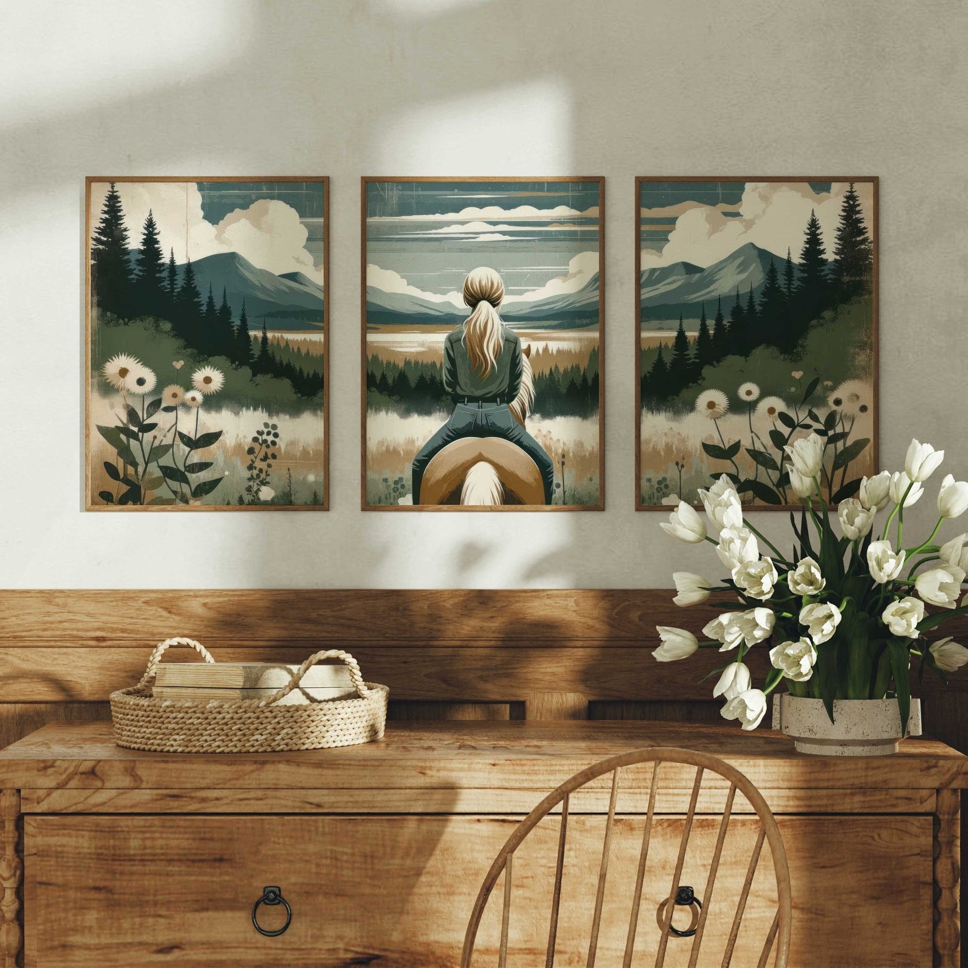 Horse Nursery Decor, Equestrian Gifts for Girls, Farmhouse Wall Art - WildfieldPrints
