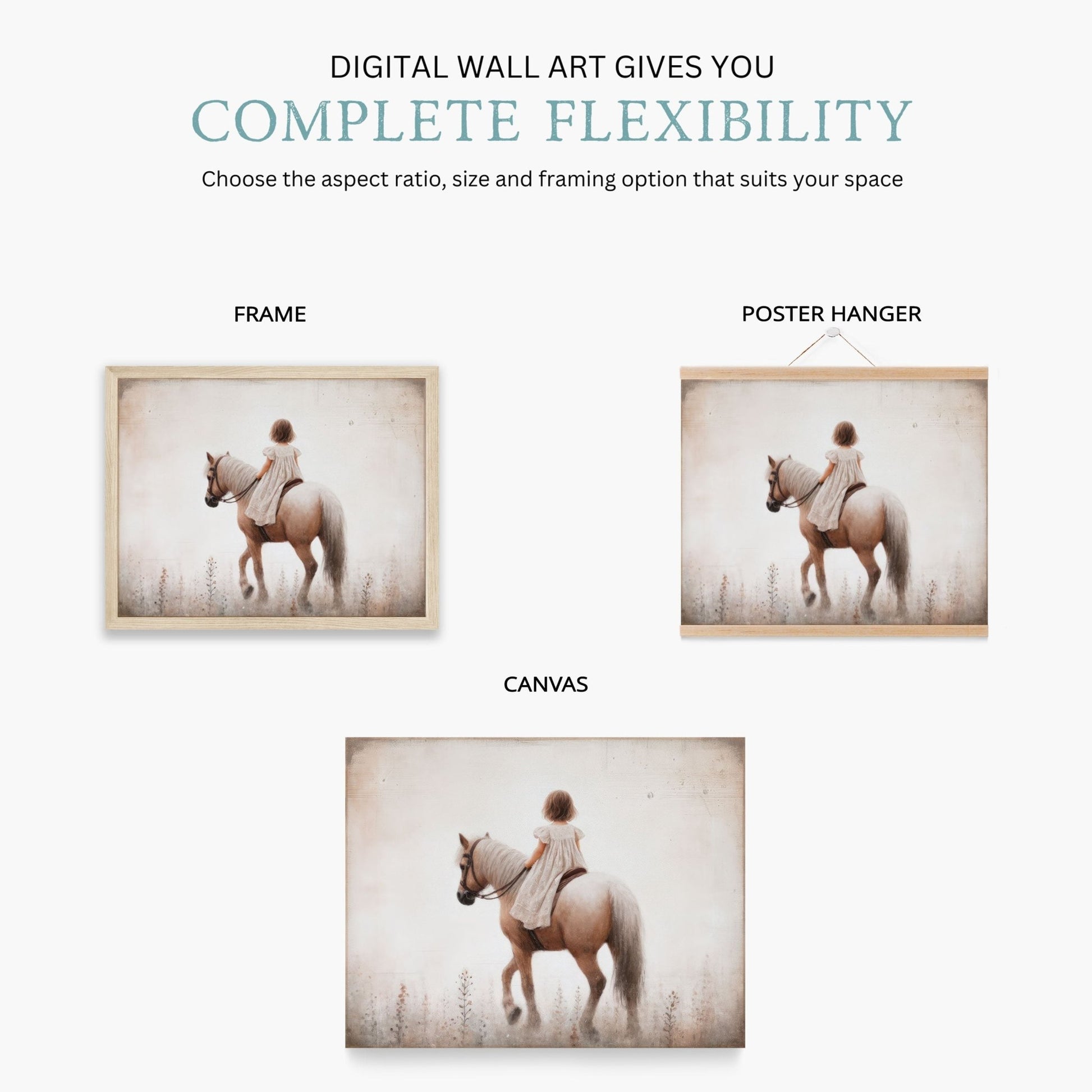 Horse Nursery Decor, Equestrian Wall Art, Girls Room Decor - WildfieldPrints