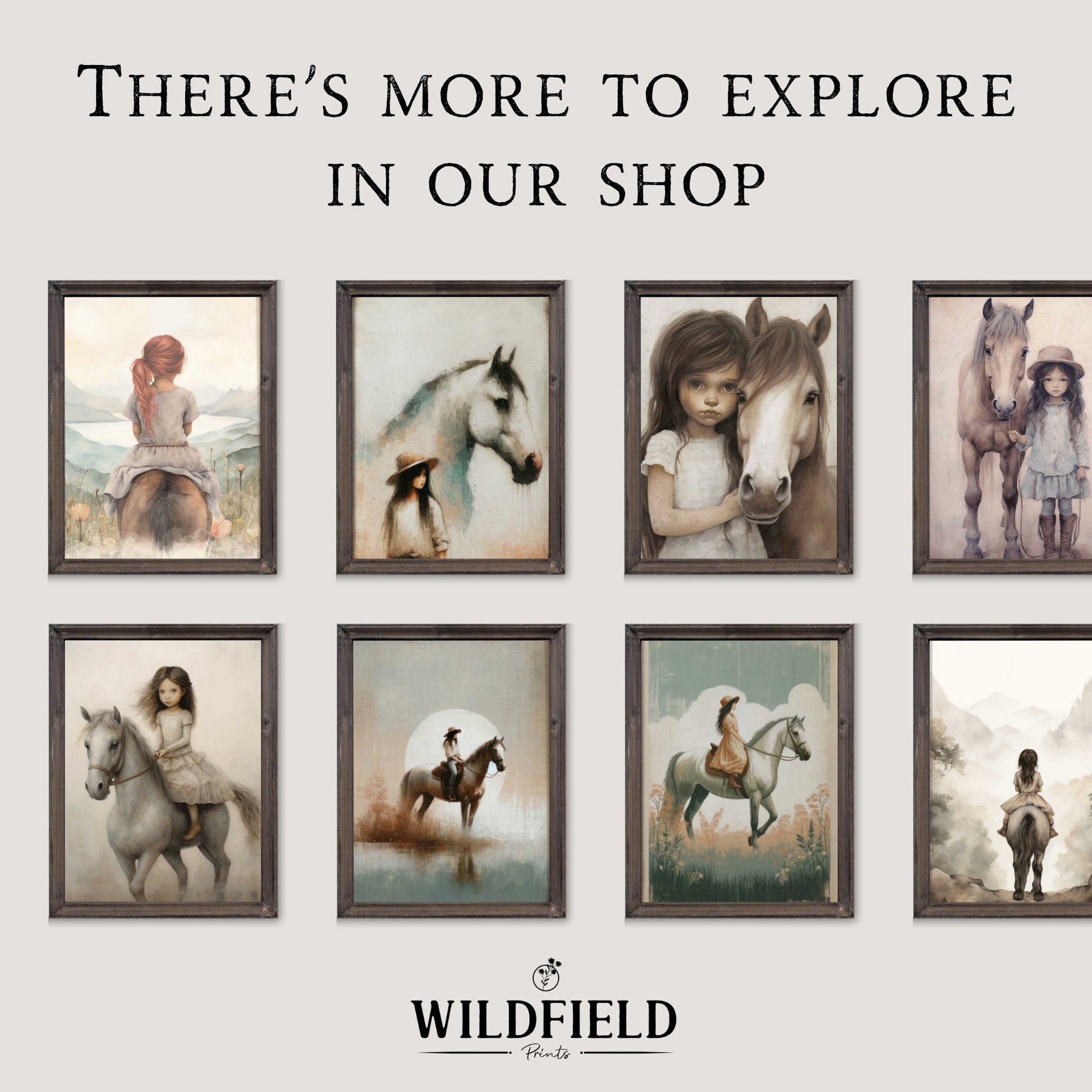 Horse Nursery Decor, Farmhouse Equestrian Art, Gifts for Girls - WildfieldPrints