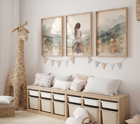 Horse Nursery Decor, Farmhouse Equestrian Art, Gifts for Girls - WildfieldPrints