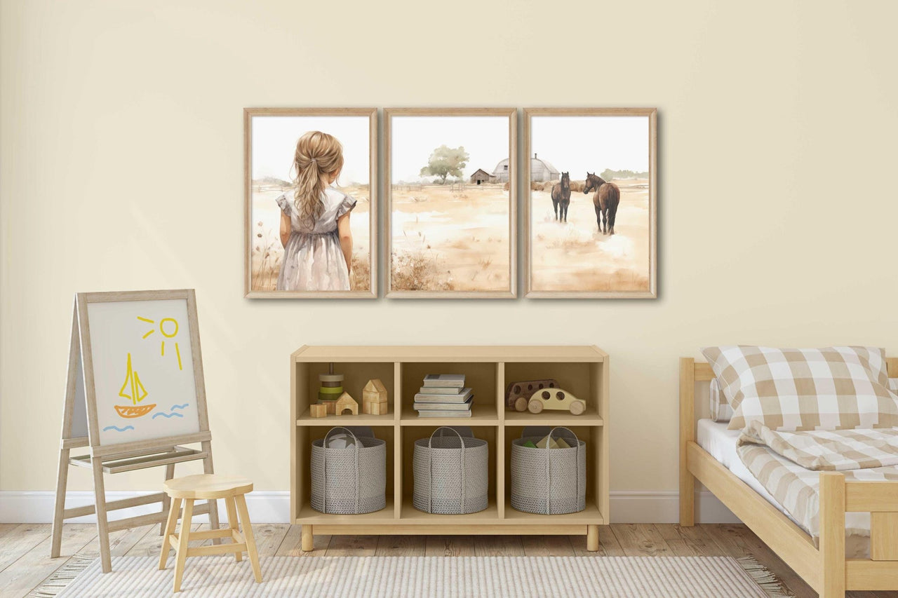 Horse Wall Art – Farm Nursery Print • Set of 3