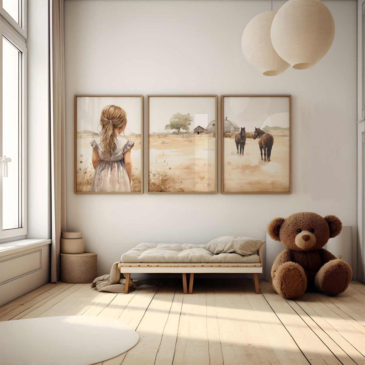 Horse Wall Art – Farm Nursery Print • Set of 3