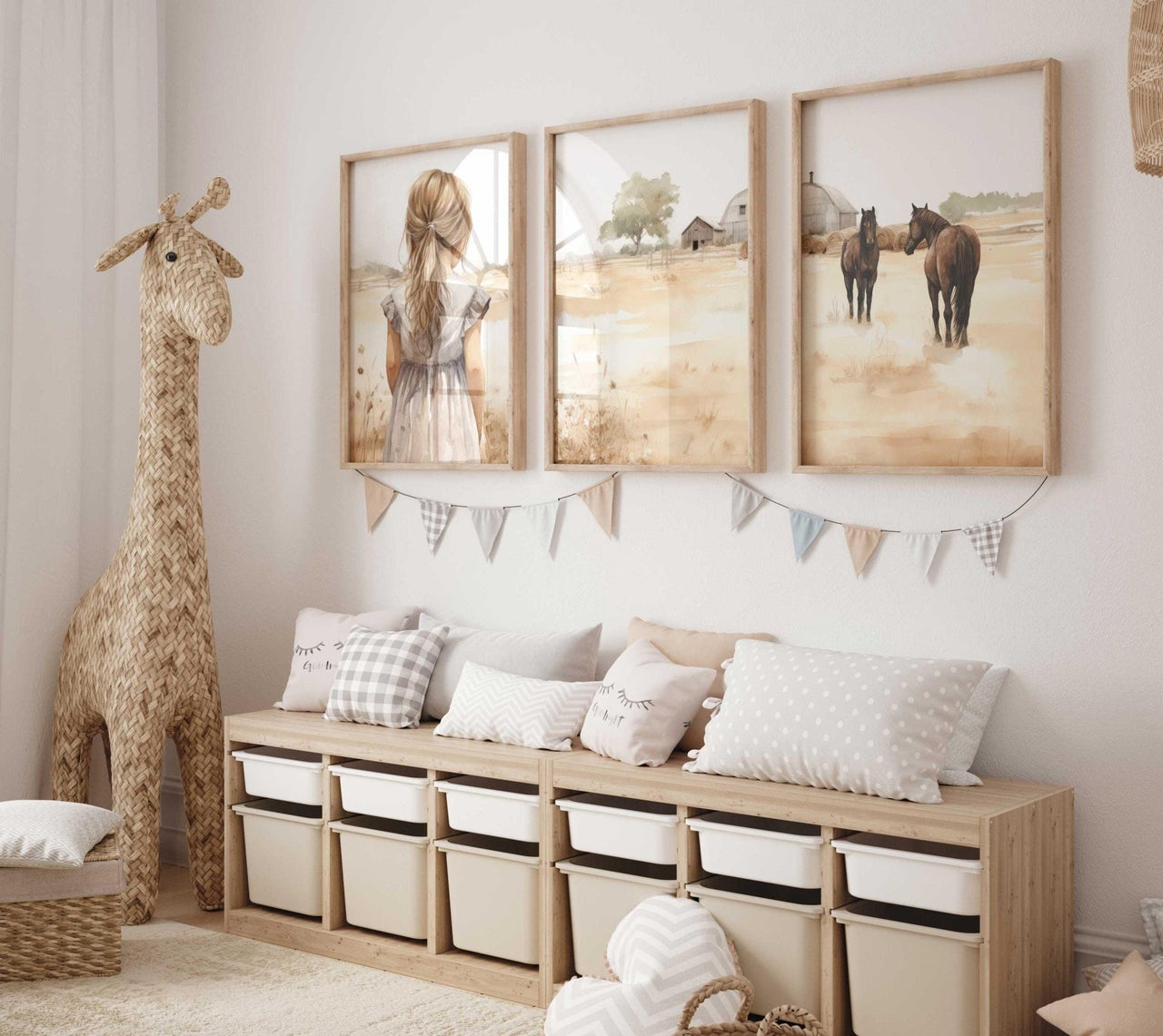 Horse Wall Art – Farm Nursery Print • Set of 3