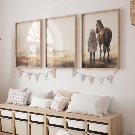 Horse Nursery Decor, Gifts for Young Girls, Girls Room Wall Art - WildfieldPrints