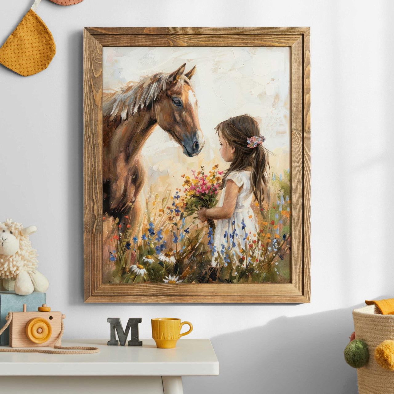Girl and Horse Wall Art – Equestrian Nursery Print for Girls Room