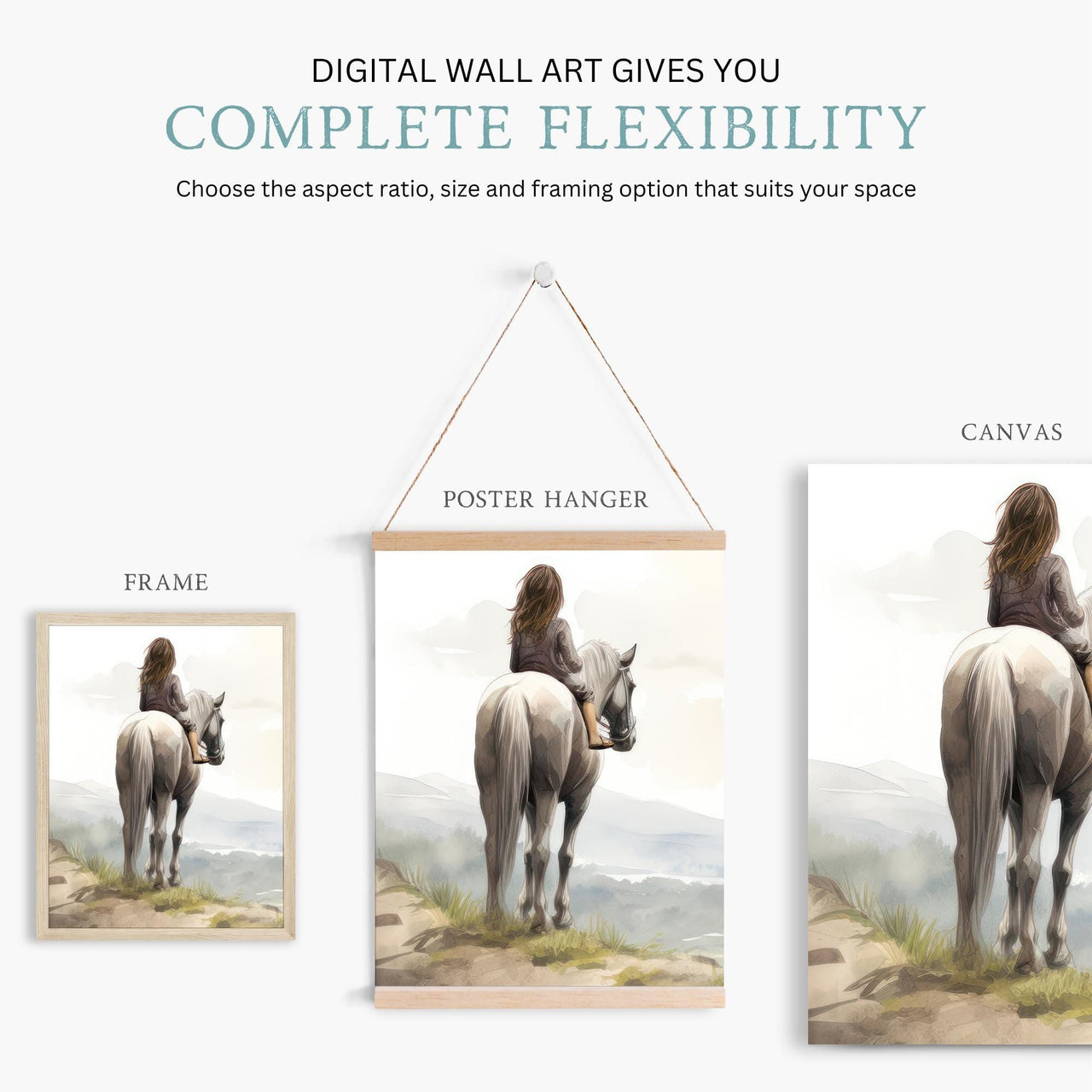 White Horse Wall Art – Equestrian Girls Room Print