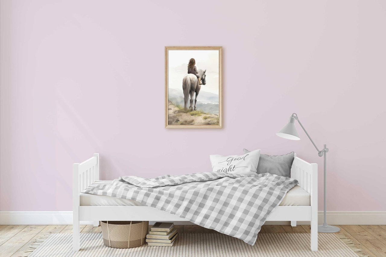 White Horse Wall Art – Equestrian Girls Room Print