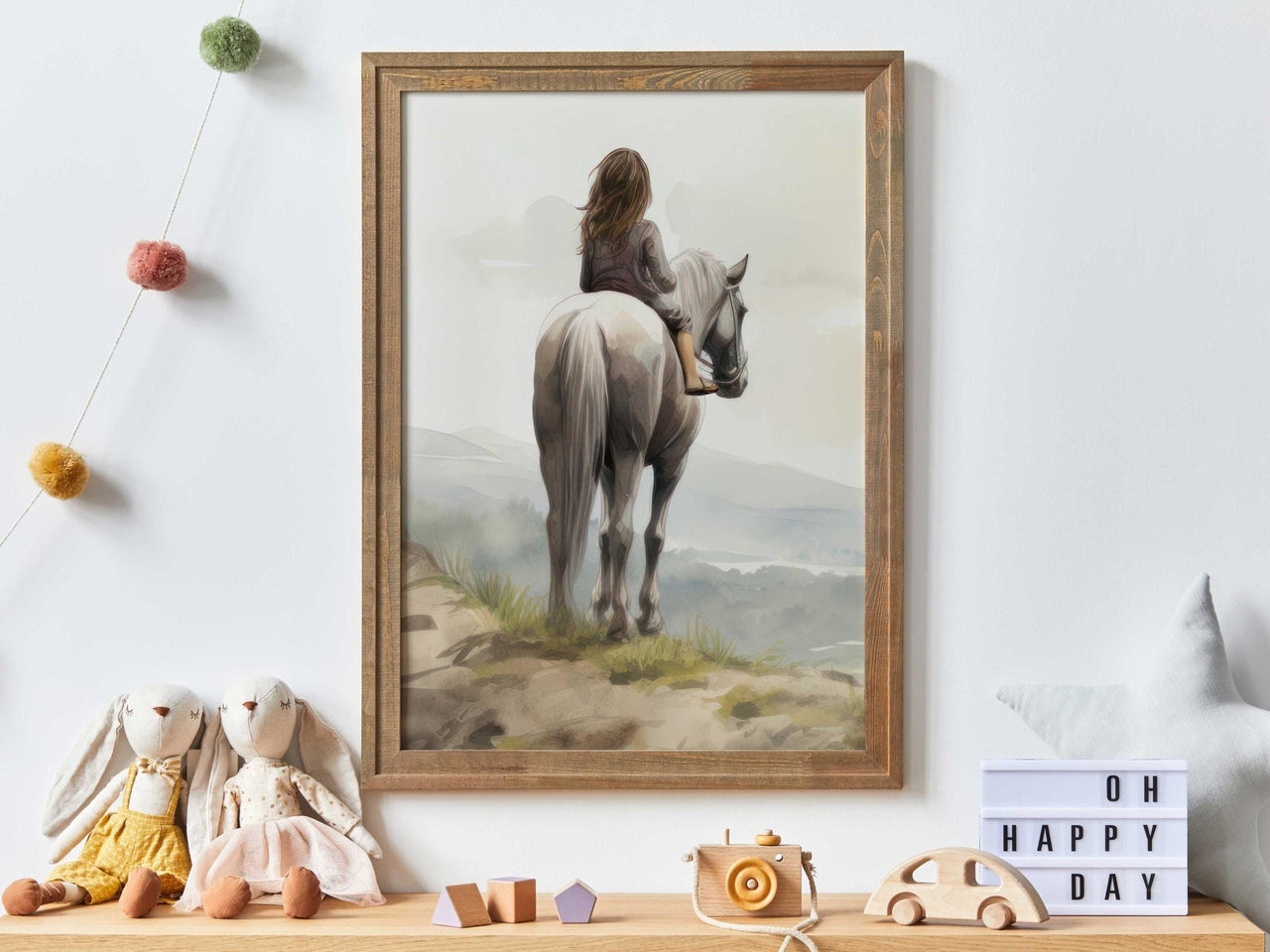 White Horse Wall Art – Equestrian Girls Room Print