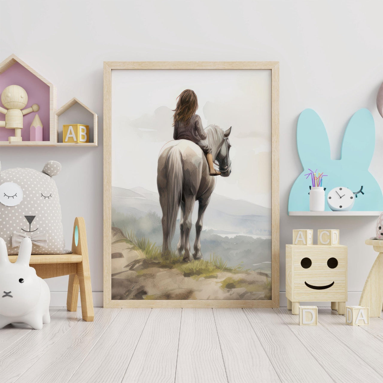 White Horse Wall Art – Equestrian Girls Room Print
