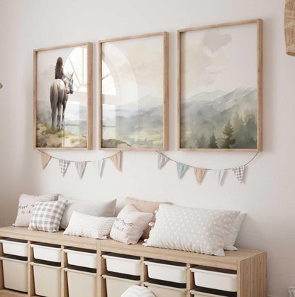 Horse Nursery Prints, Charming Girl Decor, Equestrian Wall Art - WildfieldPrints