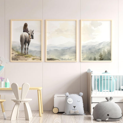 Horse Nursery Prints, Charming Girl Decor, Equestrian Wall Art - WildfieldPrints