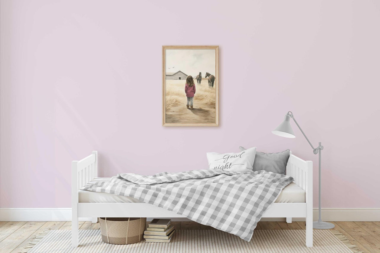 Brown Horses Wall Art – Equestrian Girls Room Print
