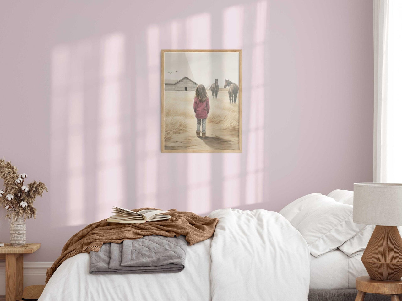 Brown Horses Wall Art – Equestrian Girls Room Print