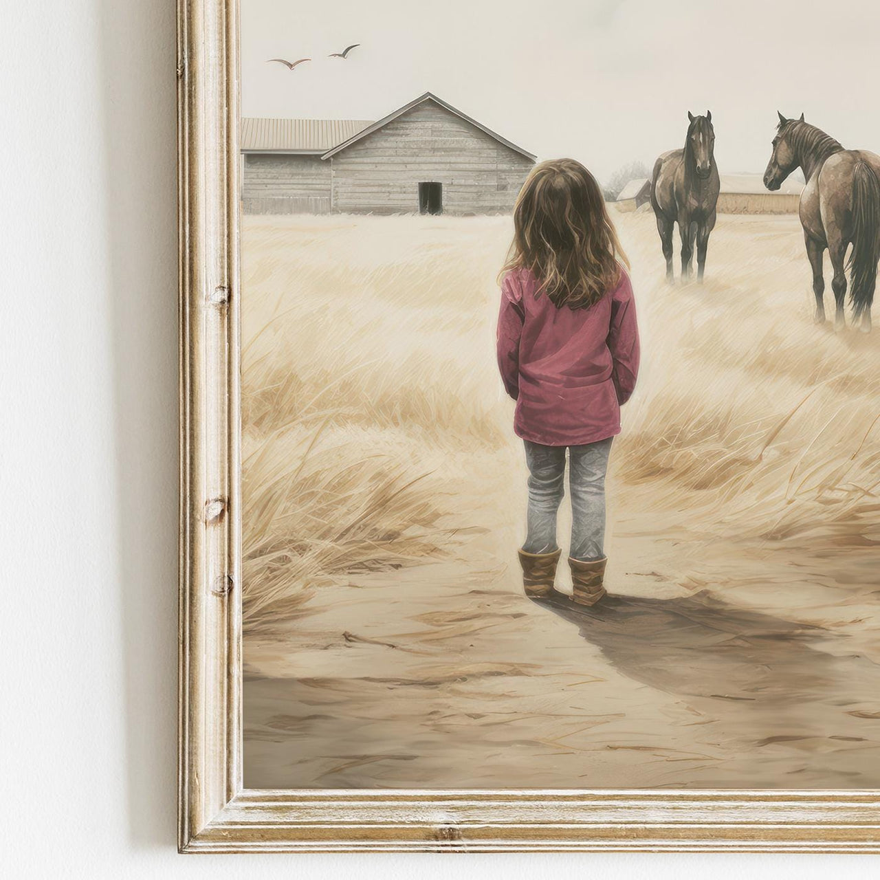 Brown Horses Wall Art – Equestrian Girls Room Print