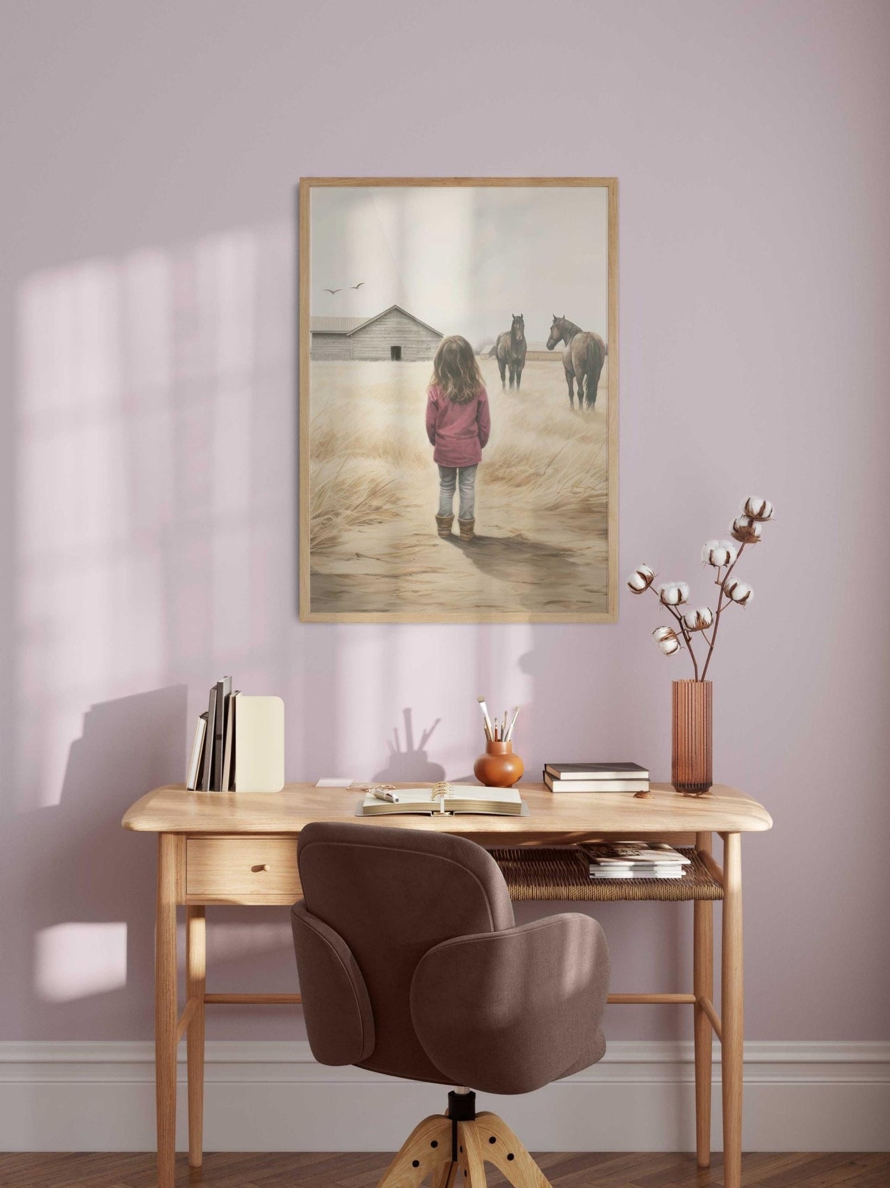 Brown Horses Wall Art – Equestrian Girls Room Print
