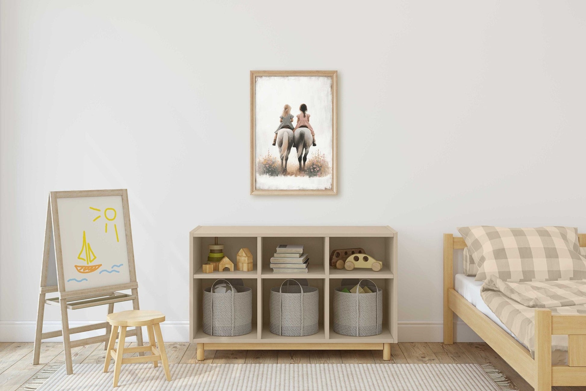 Horse Nursery Prints, Girls Riding Horses Decor, Sister Room Wall Art - WildfieldPrints