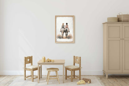 Horse Nursery Prints, Girls Riding Horses Decor, Sister Room Wall Art - WildfieldPrints