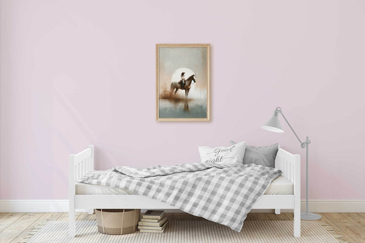 Girl on Horse Wall Art – Equestrian Nursery Print for Girls