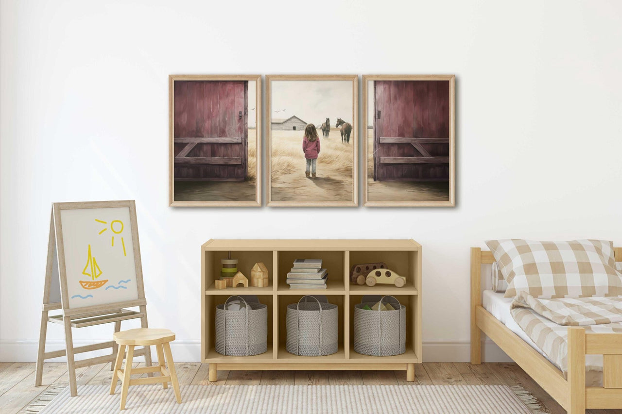 Horse Wall Art – Equestrian Nursery Print for Girls • Set of 3