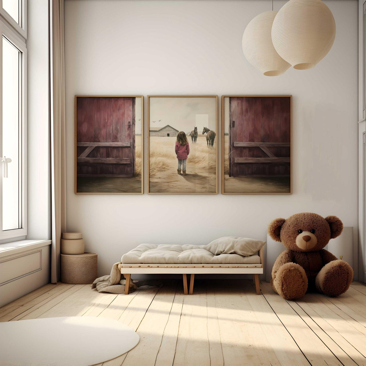 Horse Wall Art – Equestrian Nursery Print for Girls • Set of 3
