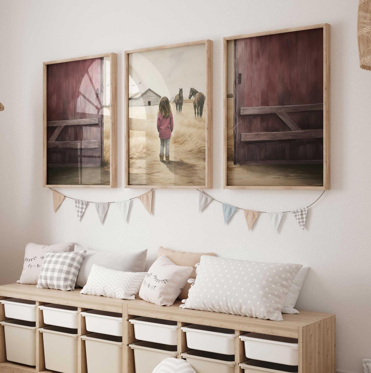 Horse Wall Art – Equestrian Nursery Print for Girls • Set of 3