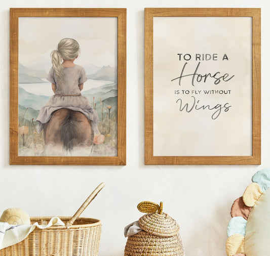 Horse Nursery Wall Art, Equestrian Quote Decor for Girls - WildfieldPrints