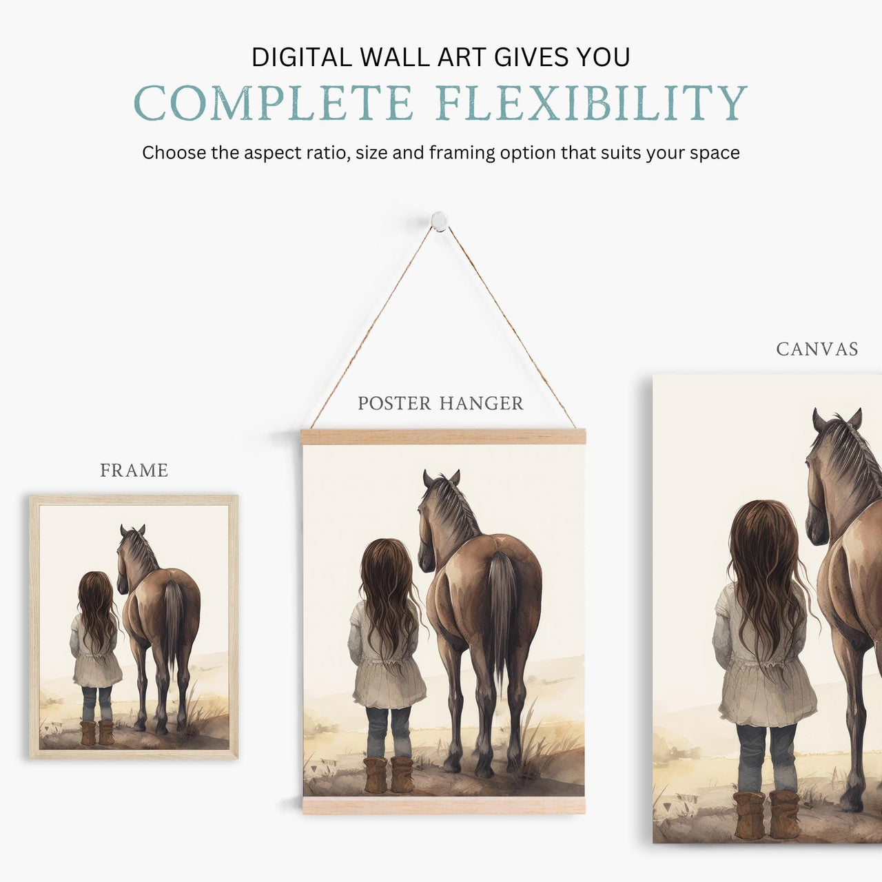Brown Horse Wall Art – Animal Nursery Print for Girls