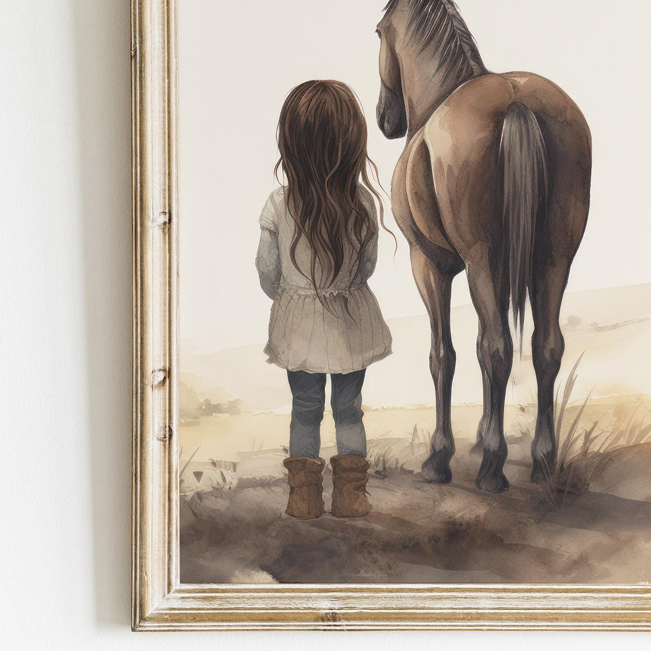 Brown Horse Wall Art – Animal Nursery Print for Girls