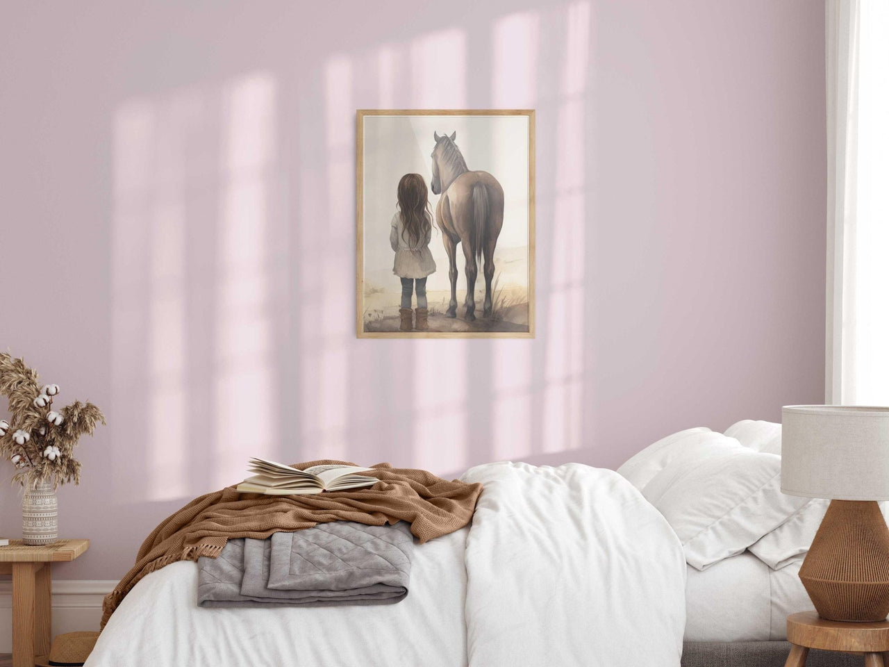 Brown Horse Wall Art – Animal Nursery Print for Girls