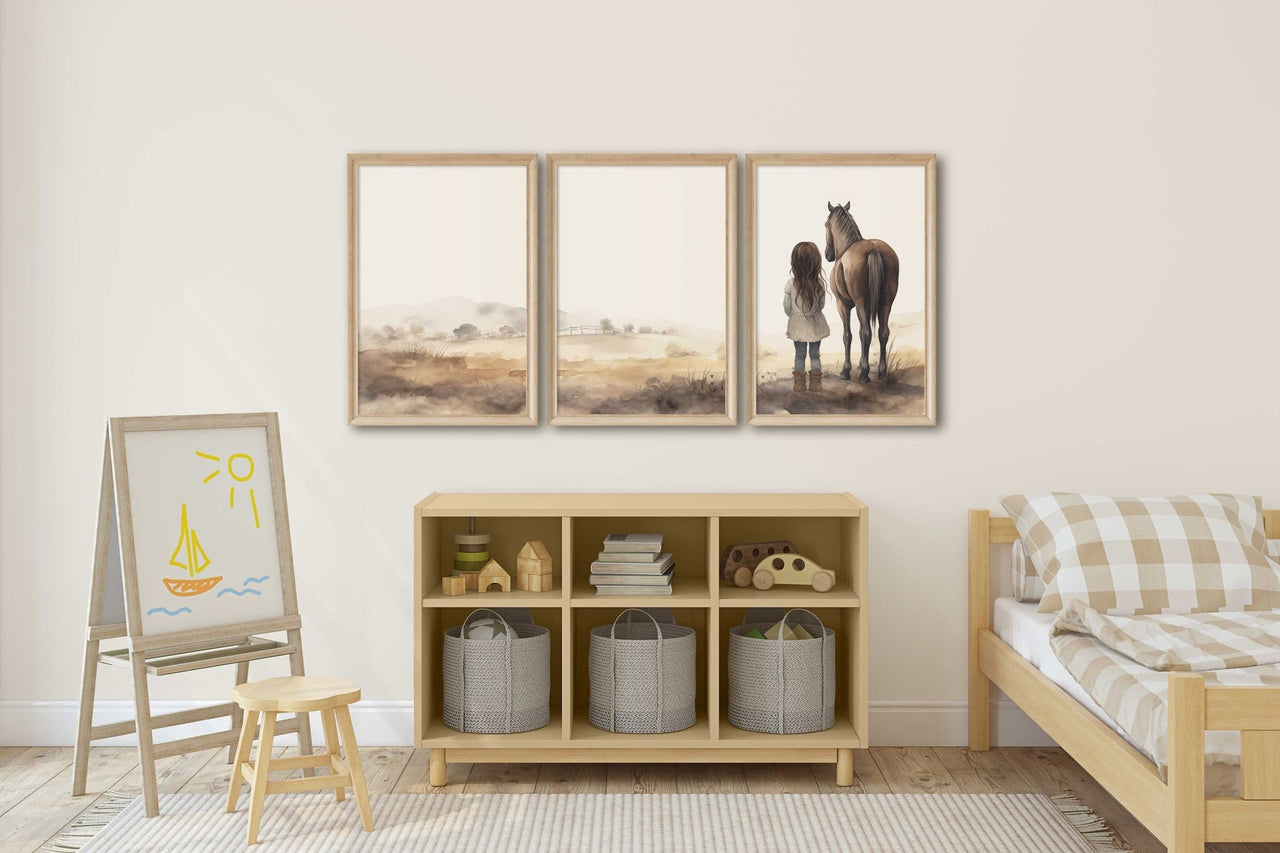 Horse Wall Art – Equestrian Girls Room Decor • Set of 3